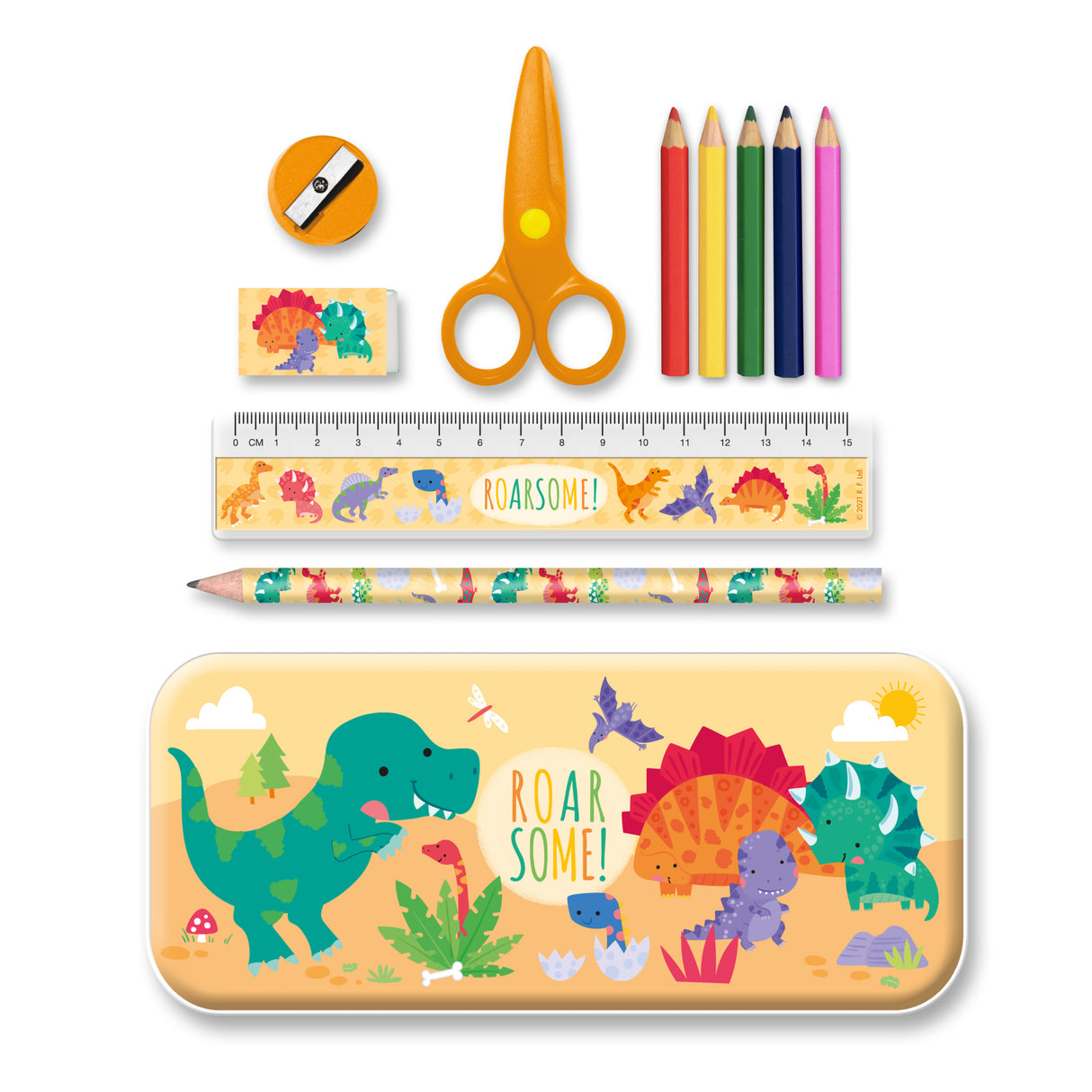 Dinosaurs Children’s Stationery Tin Set - First School Stationery Set For Ages 3 and Upward