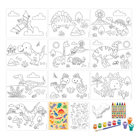 Dinosaurs Children's Art Activity Set - Includes Paints, Crayons and Stickers