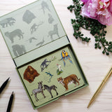 Patricia MacCarthy Notecards and Envelope Set  - Jungle Animals Design