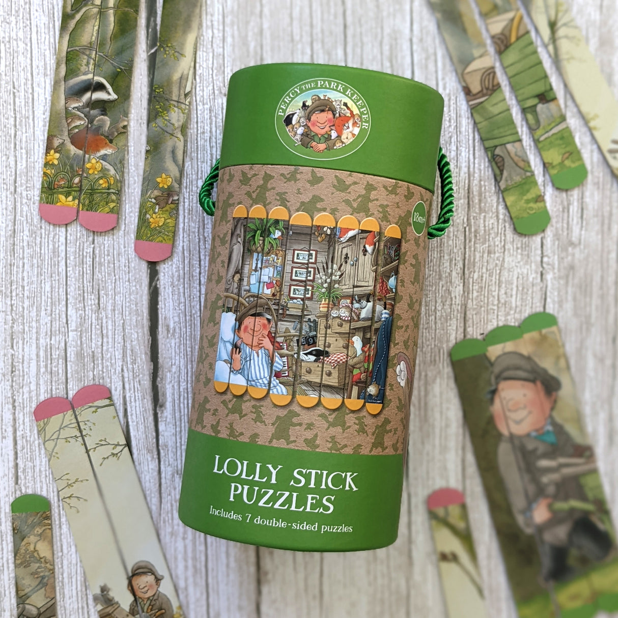 Percy The Park Keeper Lolly Stick Puzzle - Create 7 Double Sided Lolly Stick Scenes