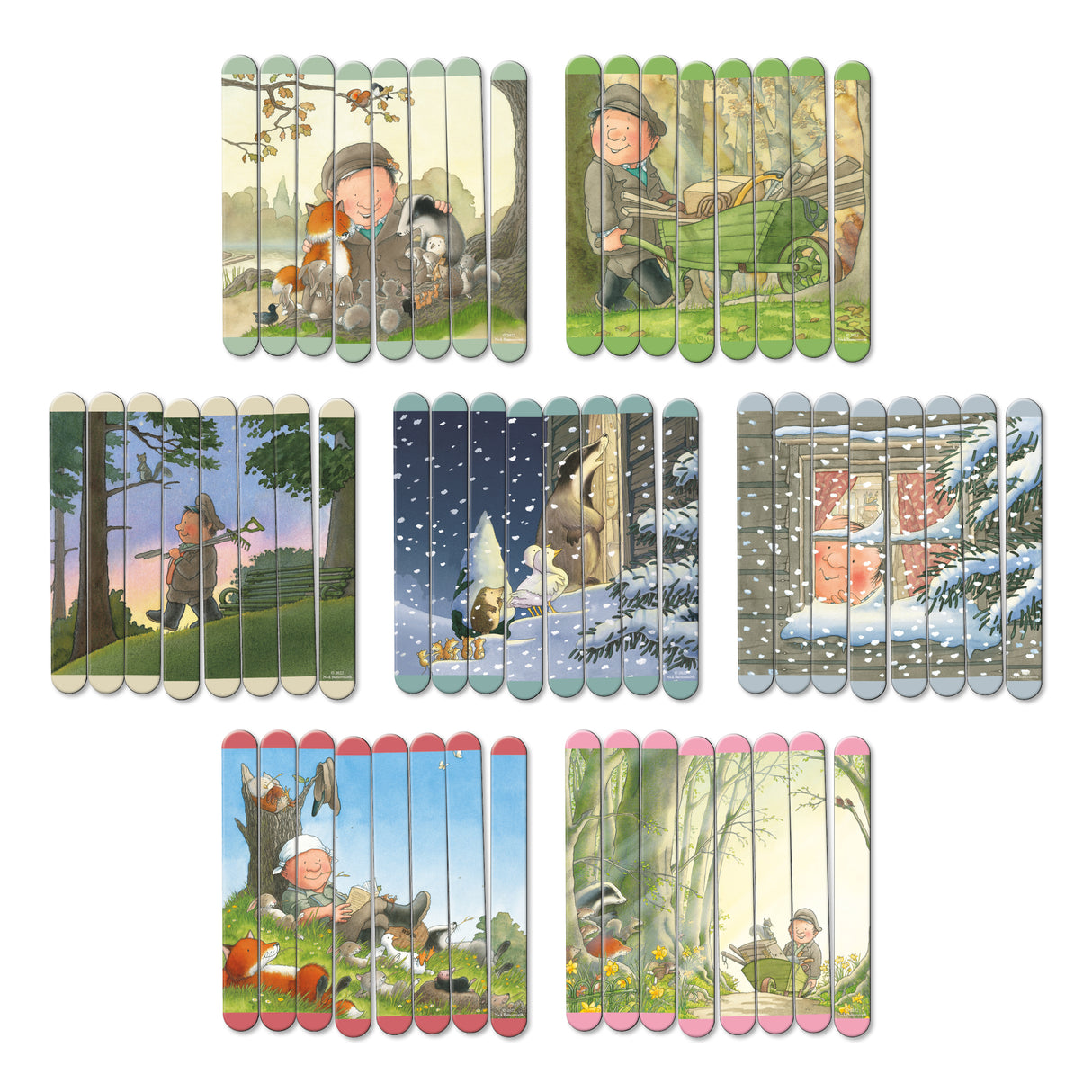 Percy The Park Keeper Lolly Stick Puzzle - Create 7 Double Sided Lolly Stick Scenes