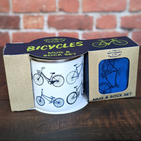 Gentleman’s Emporium Enamel Bicycles Mug & Sock Set Gift Set