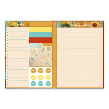 Van Gogh Sunflowers A5 Planner and Notepad With Sticky Notes