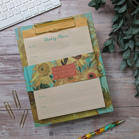 Van Gogh Sunflowers Weekly Planner Clipboard & Notepad Set