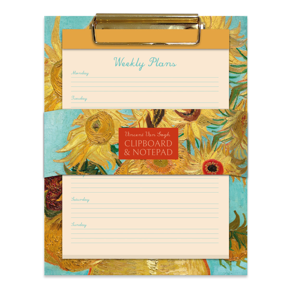 Van Gogh Sunflowers Weekly Planner Clipboard & Notepad Set