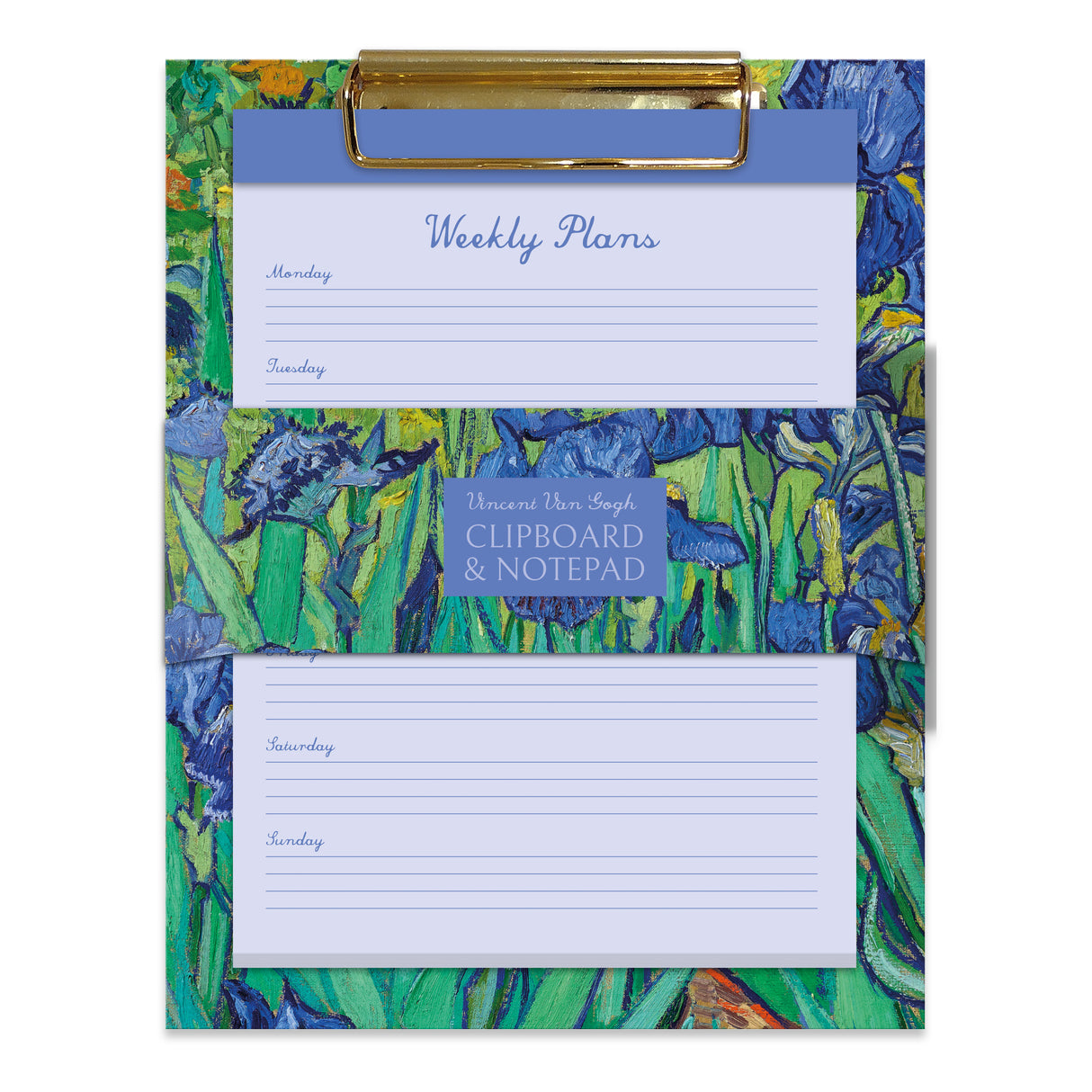 Van Gogh Irises Weekly Planner Clipboard & Notepad Set