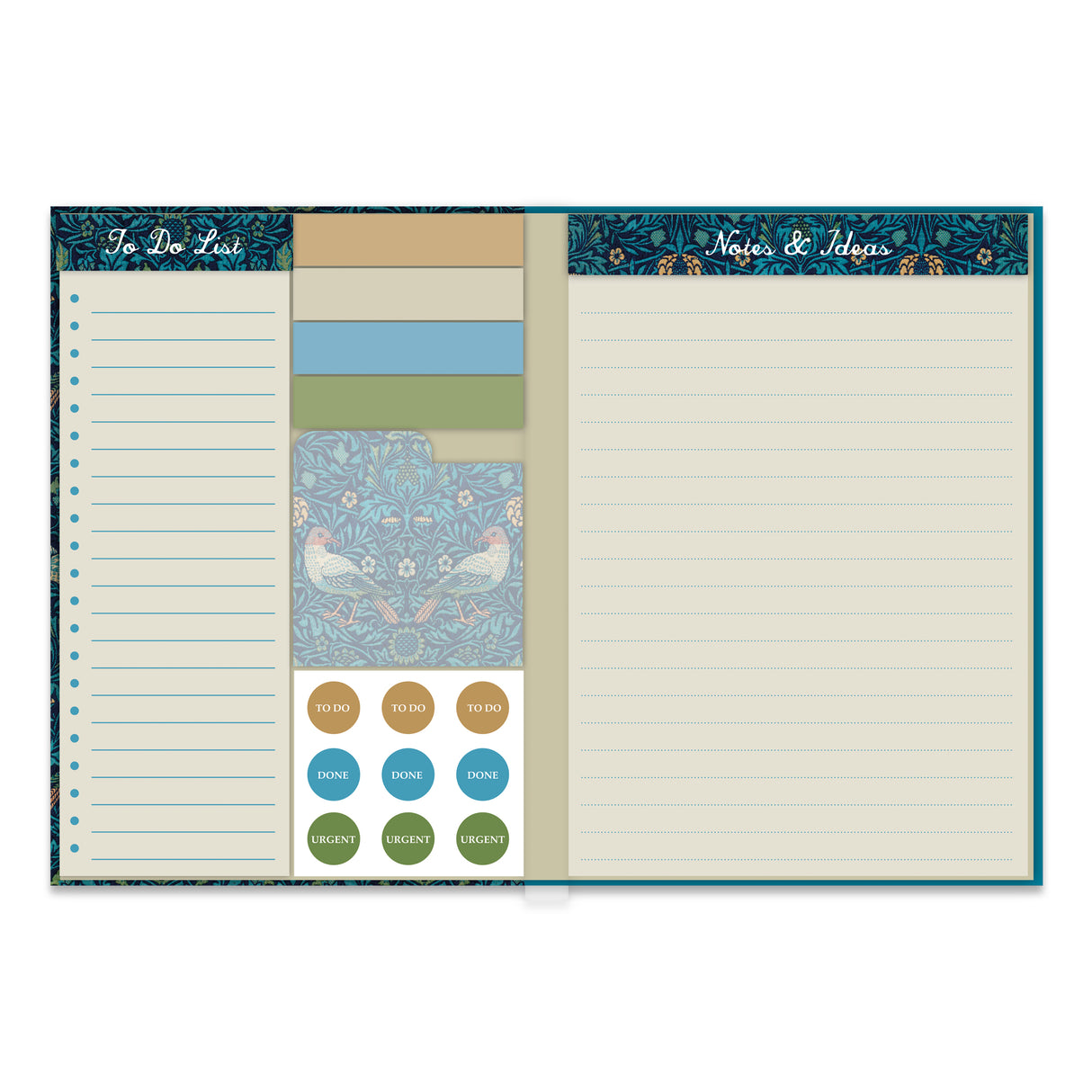 William Morris Birds A5 Planner & Notepad With Sticky Notes