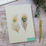 Peacock Feathers A5 Planner & Notepad With Sticky Notes