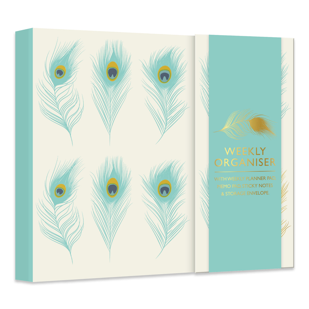 Peacock Feathers Weekly Planner Organiser With Sticky Notes