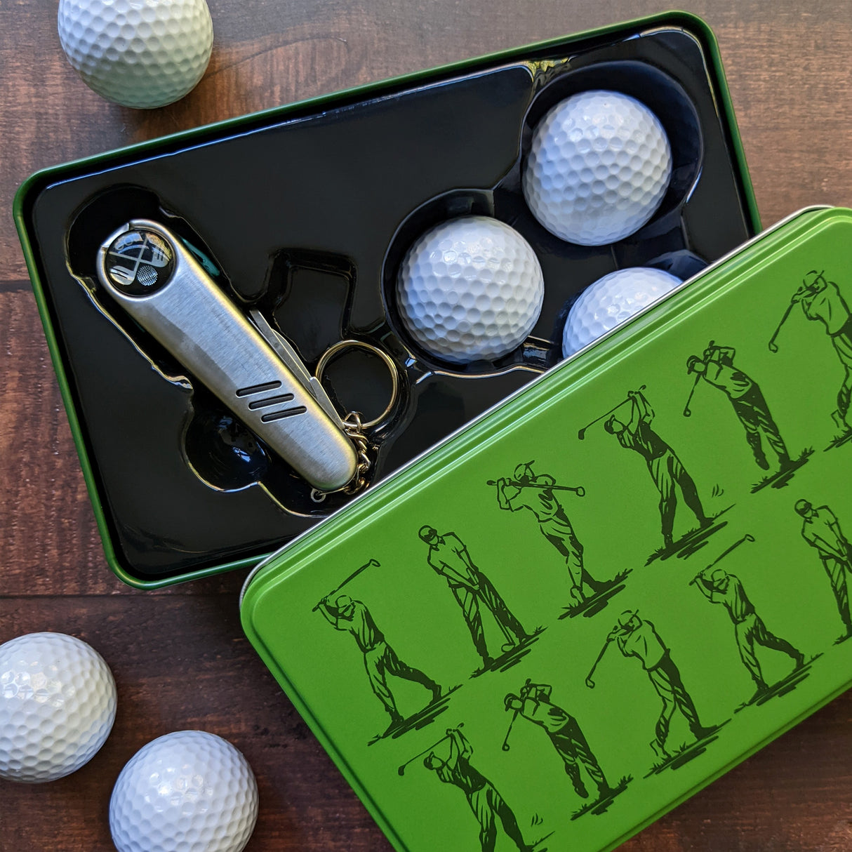 Gentleman’s Emporium Golf Tin Set - Gift Set for Golf Enthusiasts - Includes Multi-Tool and 3 Golf Balls