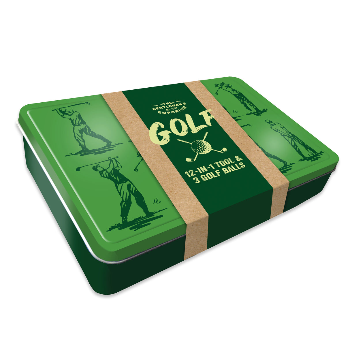 Gentleman’s Emporium Golf Tin Set - Gift Set for Golf Enthusiasts - Includes Multi-Tool and 3 Golf Balls