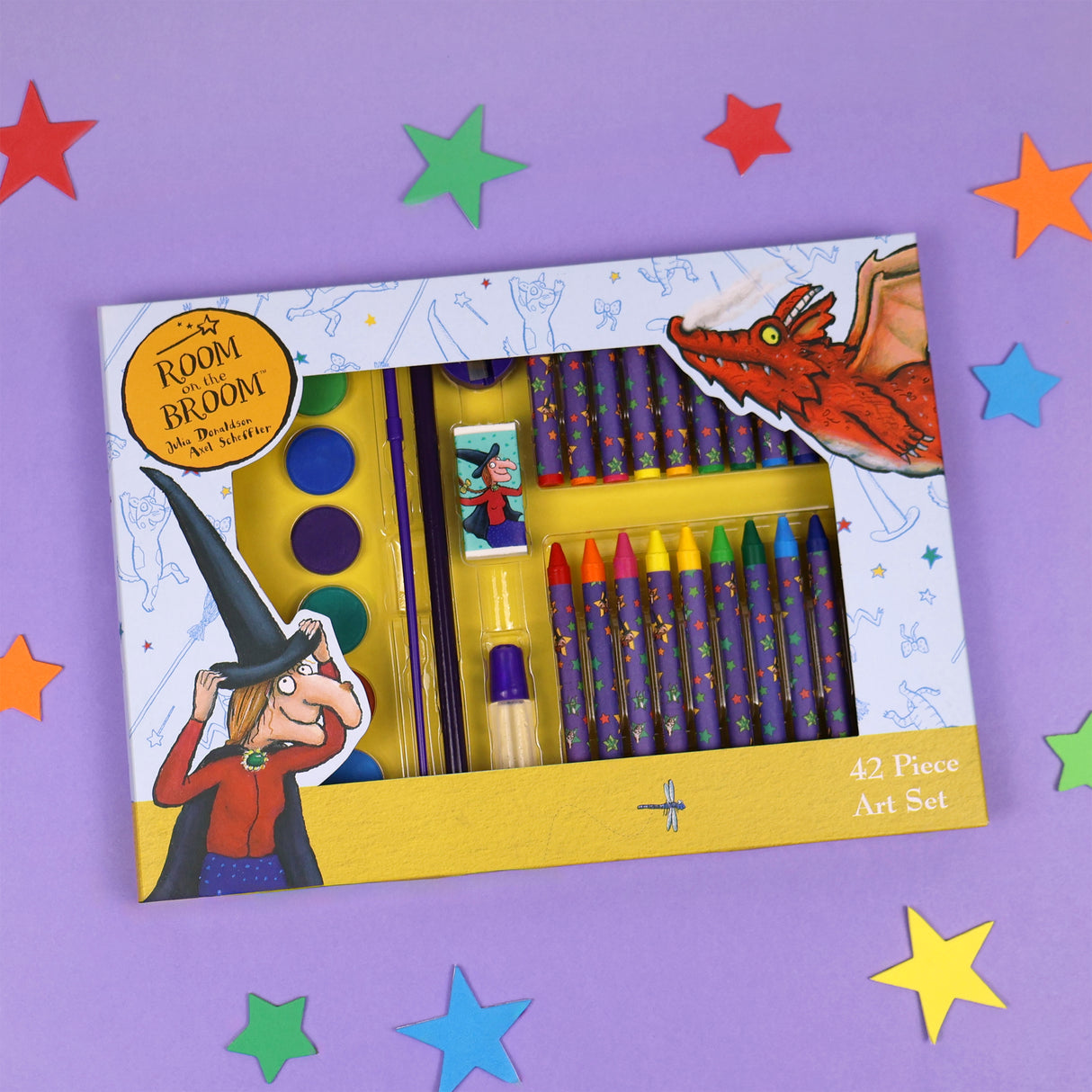 Room On The Broom Children's 42 Piece Art Set - For Ages 3 to 8 Years - Includes Paints and Crayons