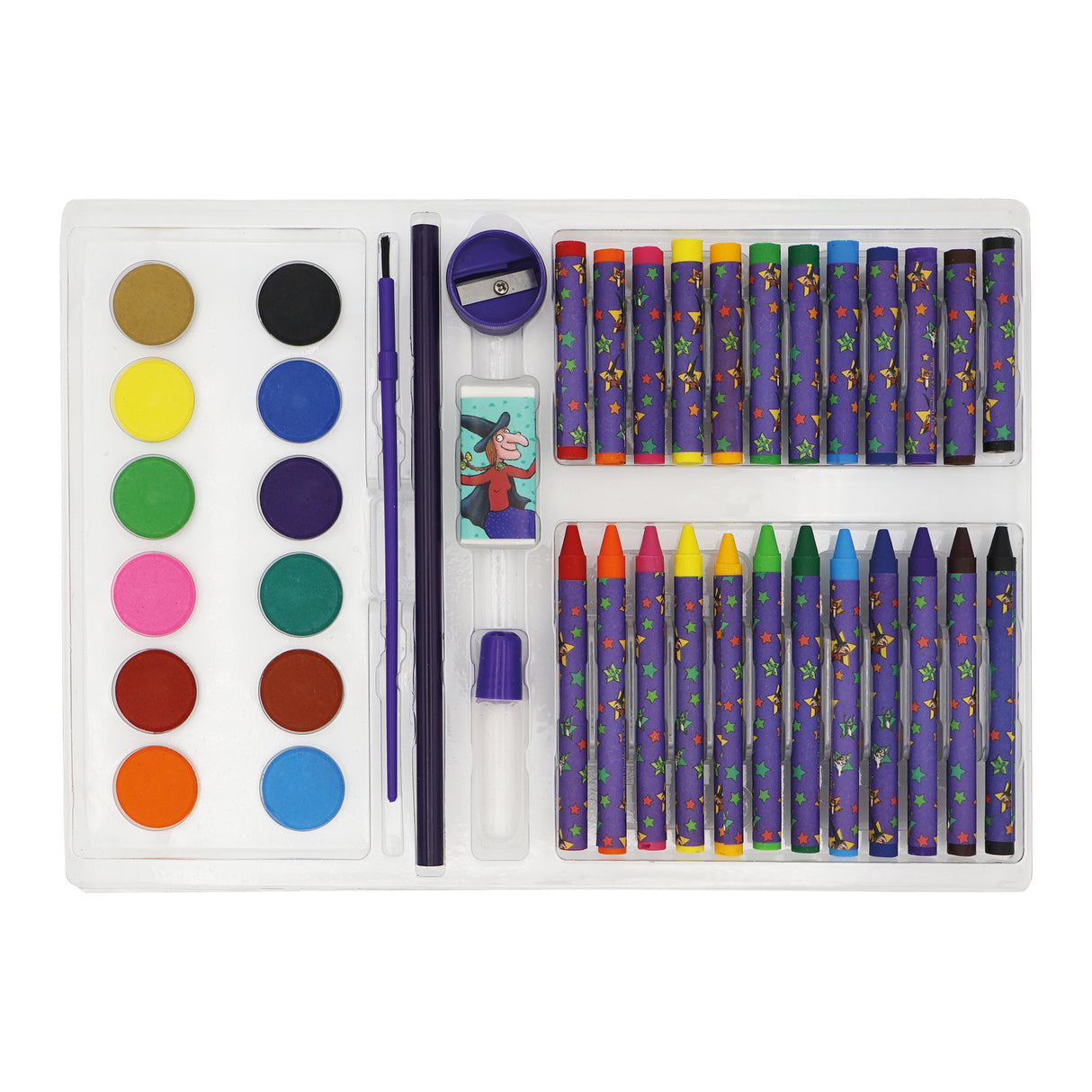 Room On The Broom Children's 42 Piece Art Set - For Ages 3 to 8 Years - Includes Paints and Crayons