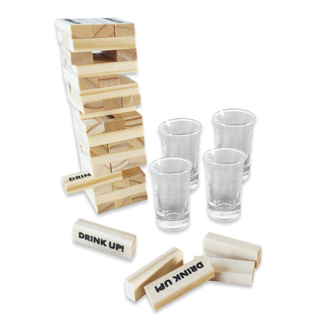 Gentleman’s Emporium Drink Up Tumble Tower – Fun Drinking Party Game for Adults