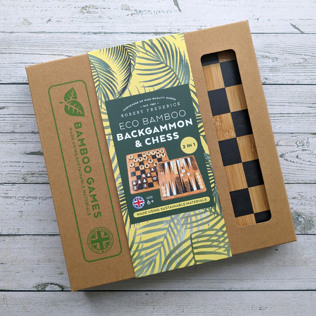 Bamboo Backgammon & Chess Double Set - Made Using Sustainable Materials