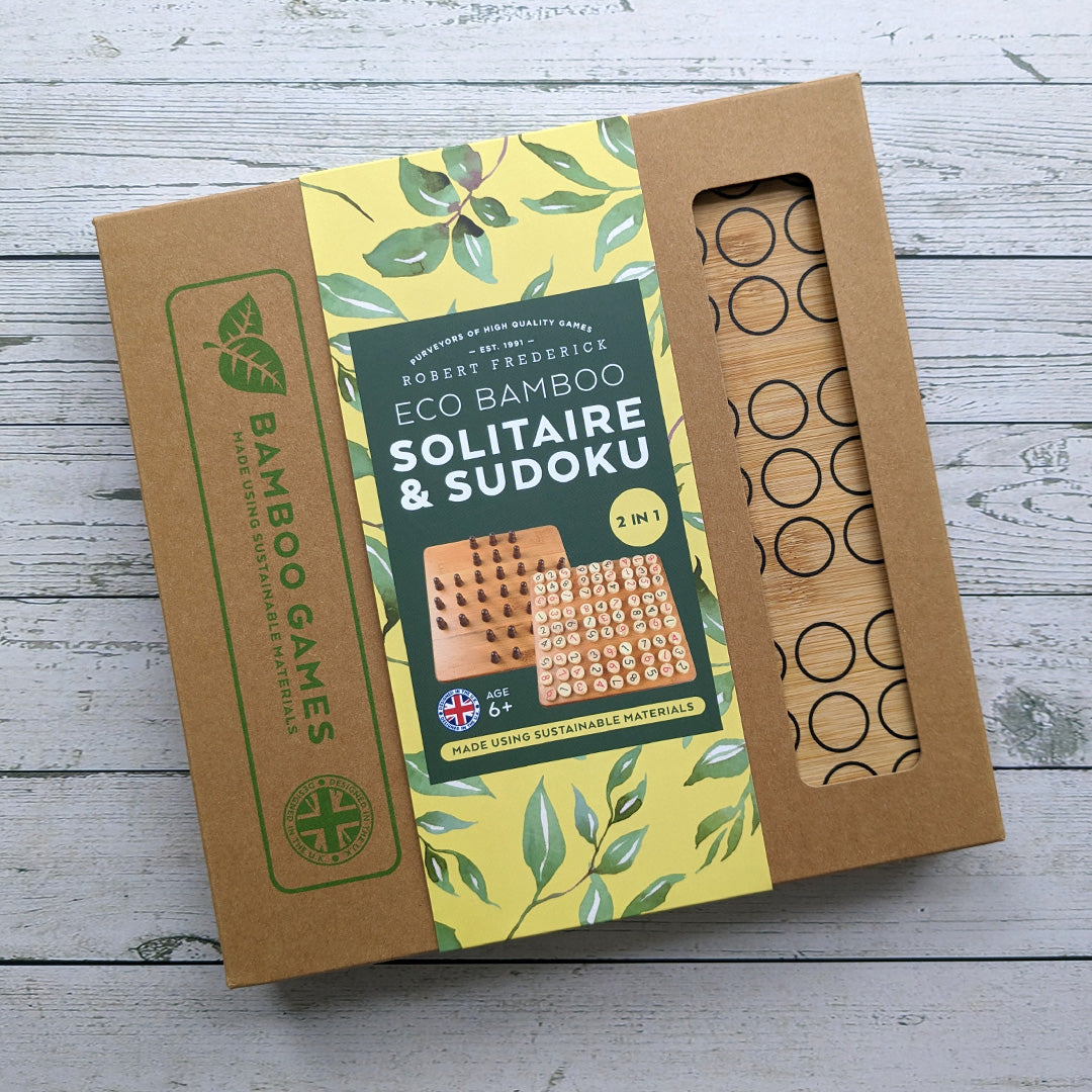 Bamboo Solitaire and Sudoku Double Set - Made Using Sustainable Materials