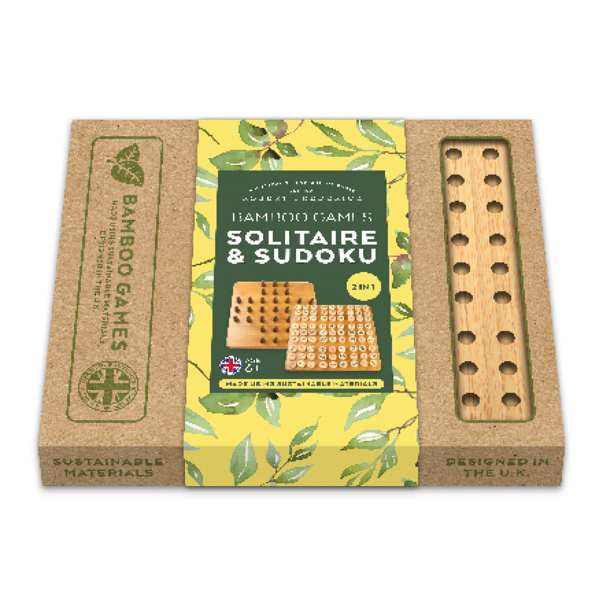 Bamboo Solitaire and Sudoku Double Set - Made Using Sustainable Materials