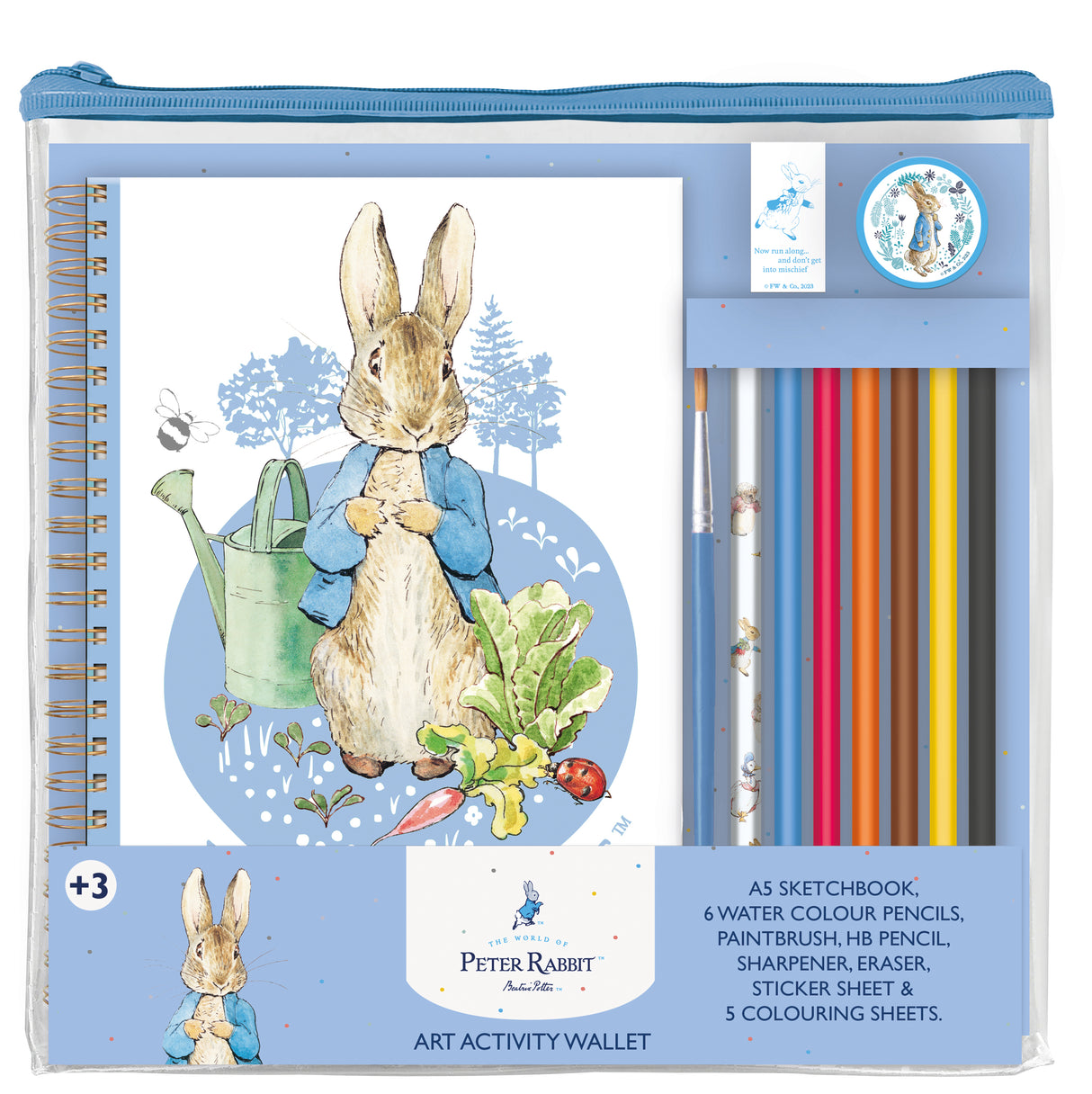 Peter Rabbit Children's Art Activity Wallet - With Sketchbook, Pencils and Stickers