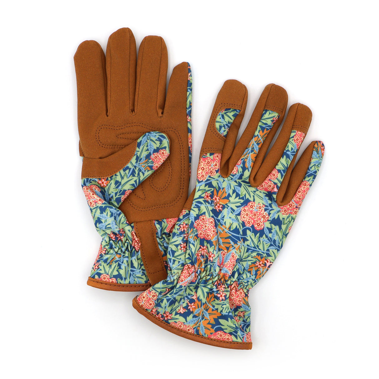 Orange Grove Outdoor Gardening Gloves - Women's One Size - William Morris Design - Padded with Elastic Cuffs