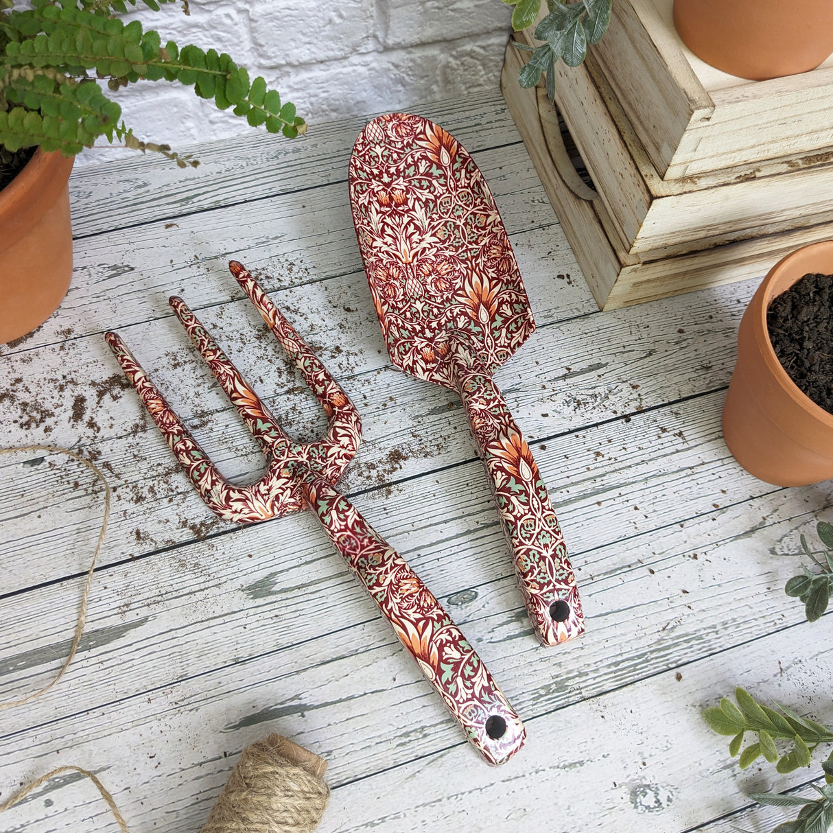 Orange Grove Fork and Trowel Garden Tool Set - William Morris Design