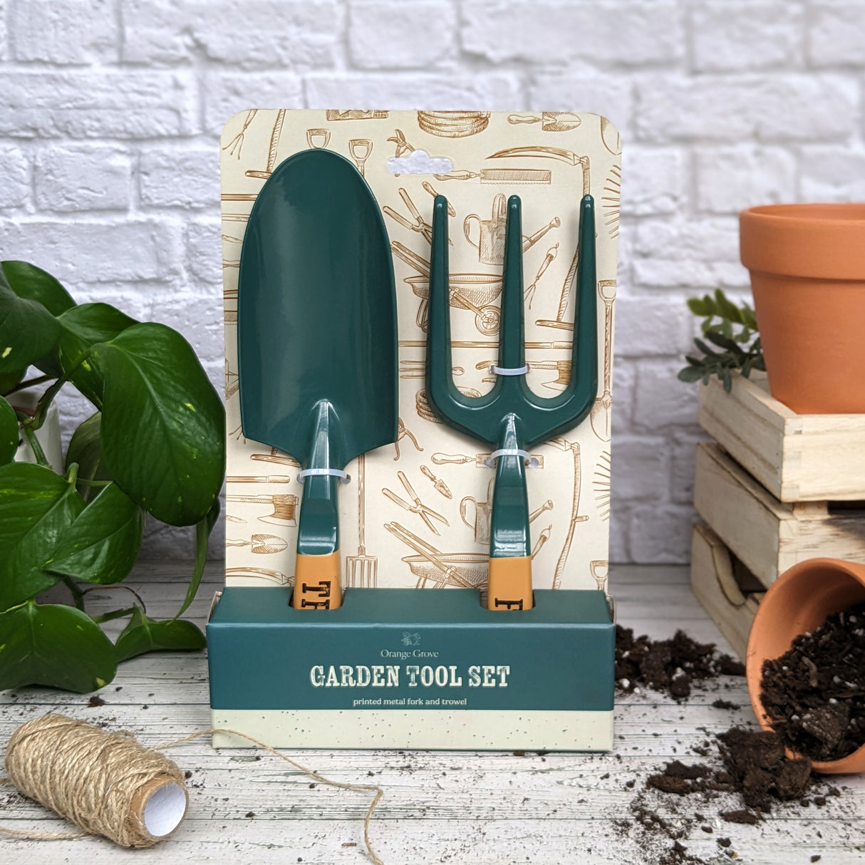 Orange Grove Fork and Trowel Garden Tool Set