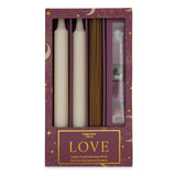 Orange Grove Love Candle, Crystal and Incense Set - Includes Two Candles and Three Crystal Stones