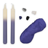 Saje Sleep Candle, Crystal & Eye Mask Set - Includes Two Candles and Four Crystal Stones