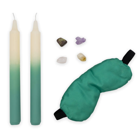 Saje Health Candle, Crystal & Eye Mask Set - Includes Two Candles and Four Crystal Stones