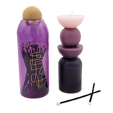 Elysian Shaped Tower Candle & Matches In Glass Jar With Cork Stopper