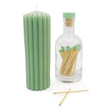 Willow and Belle Ribbed Pillar Candle & Matches In Glass Jar