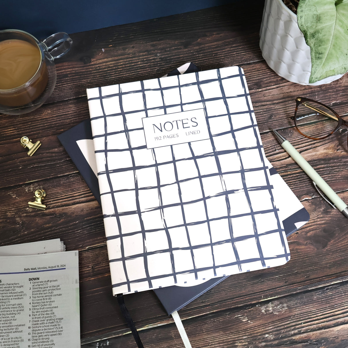 Journal Notebook – Monochrome Grid B5 Design