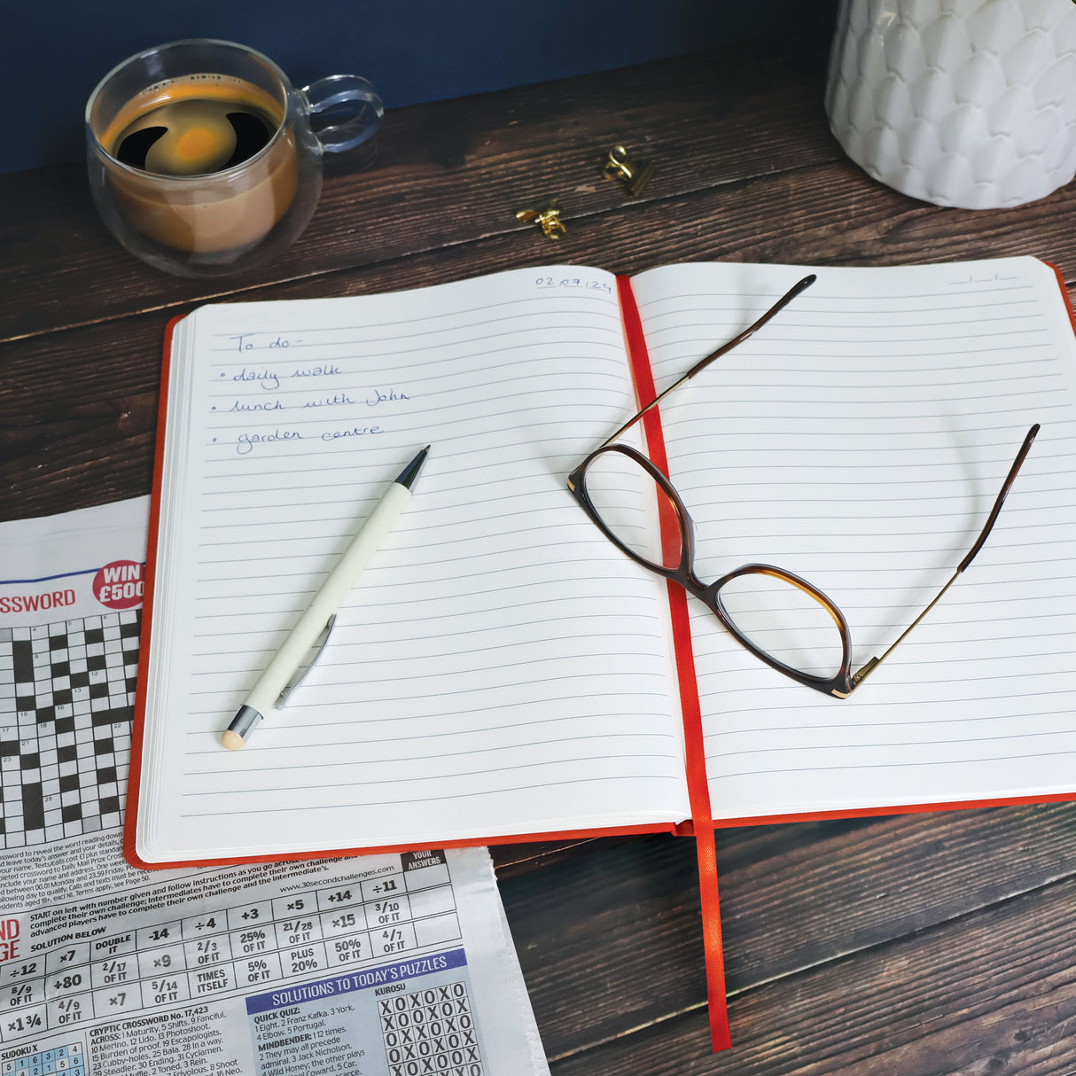 RK Journal Notebook – Faux Suede Rust Red B5 Design