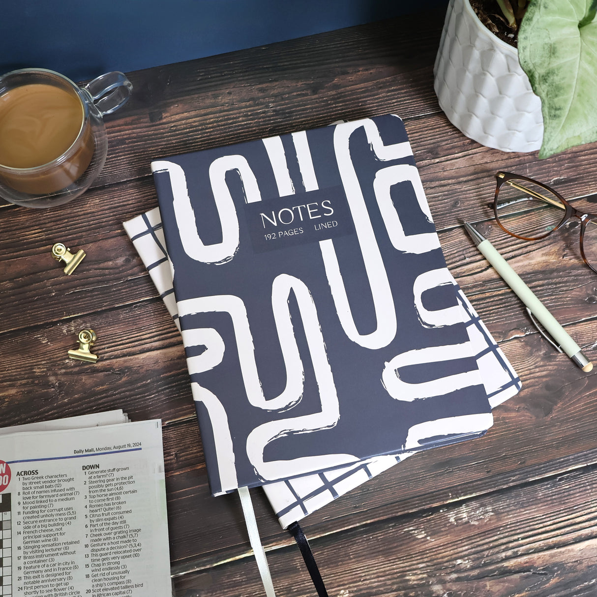 Journal Notebook – Monochrome Squiggle B5 Design