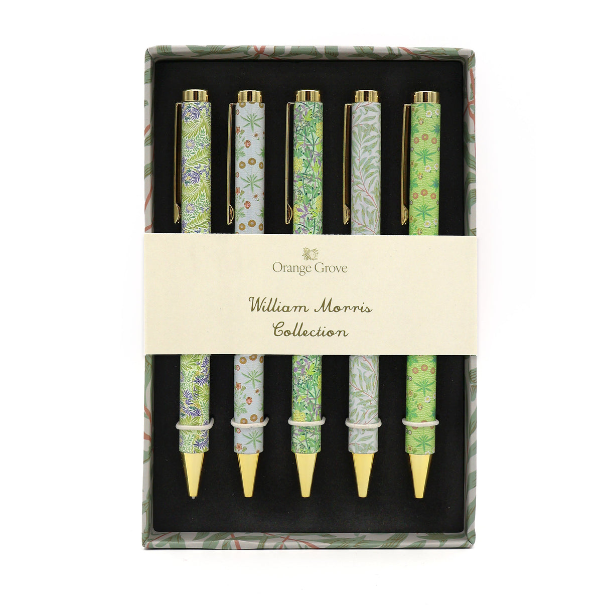 William Morris Mixed Design Ballpoint Pens in Gift Box – Set of 5 Pens