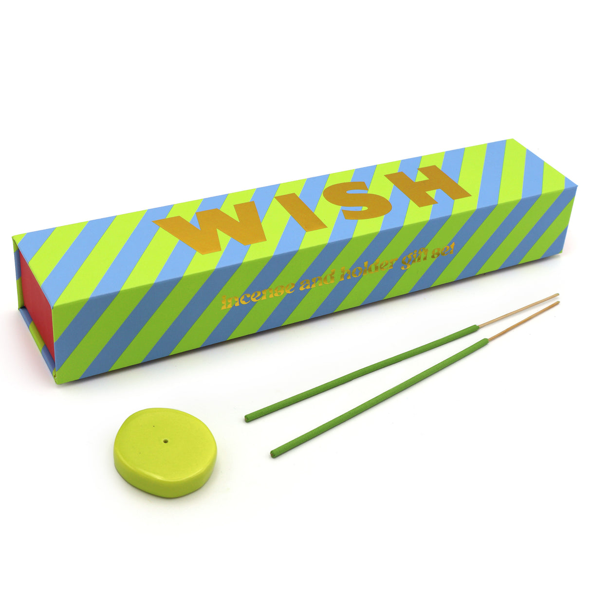 Incense and Ceramic Holder Gift Set – Includes 20 Lime and Coconut Incense Sticks