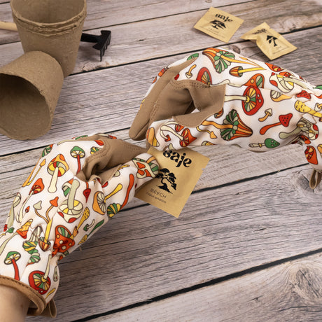 Saje Gardening Gloves - Women's One Size – Retro Mushroom Design