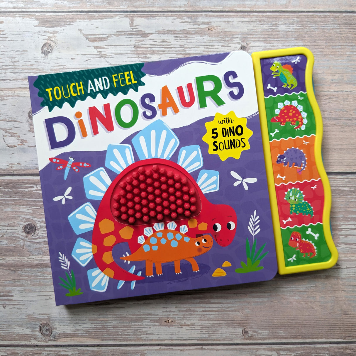 Touch and Feel Dinosaurs Silicone Sound Book - Tactile Fun For Children Aged 3 Years Upward – 5 Sound Buttons To Press And Play