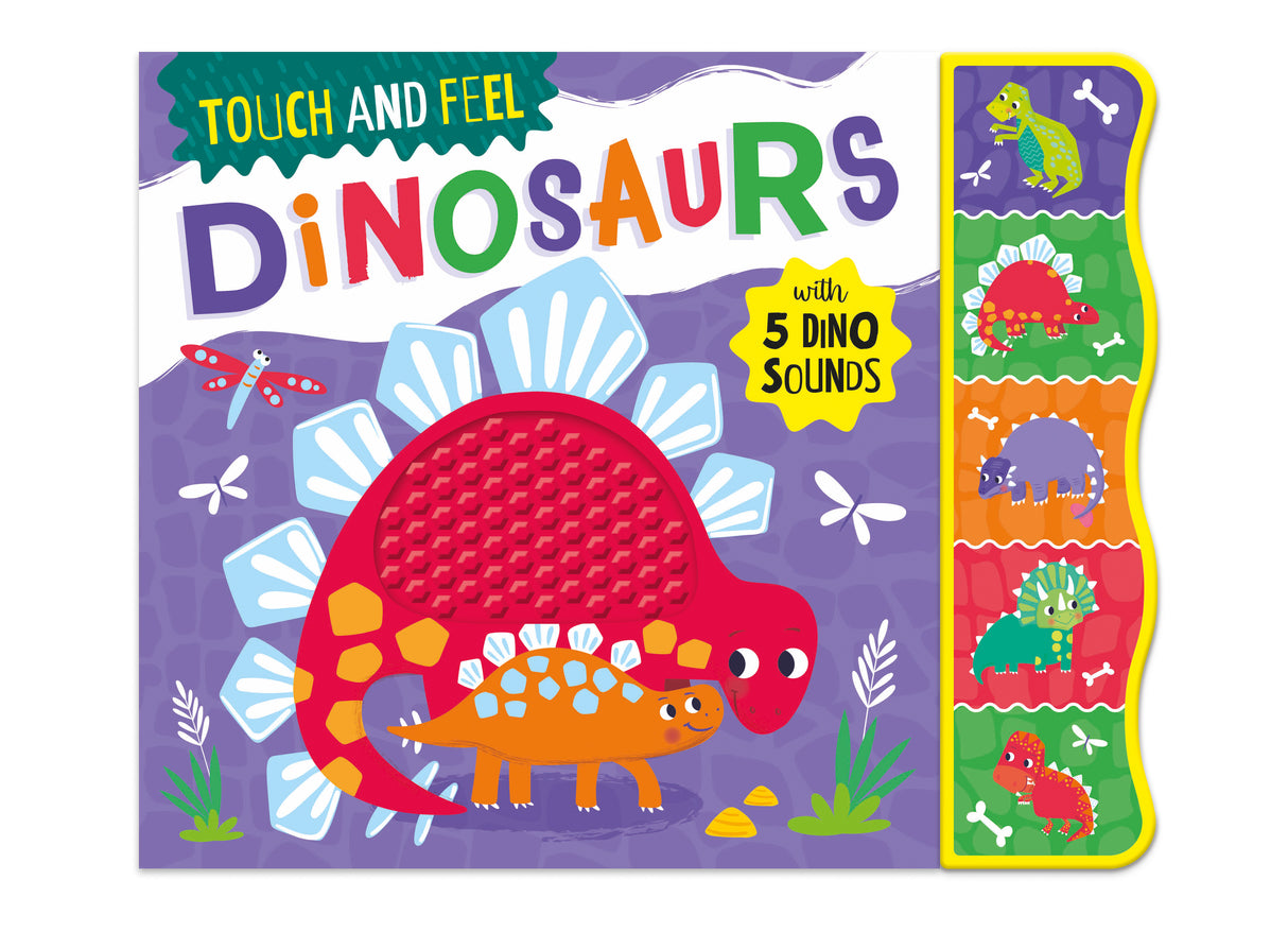 Touch and Feel Dinosaurs Silicone Sound Book - Tactile Fun For Children Aged 3 Years Upward – 5 Sound Buttons To Press And Play