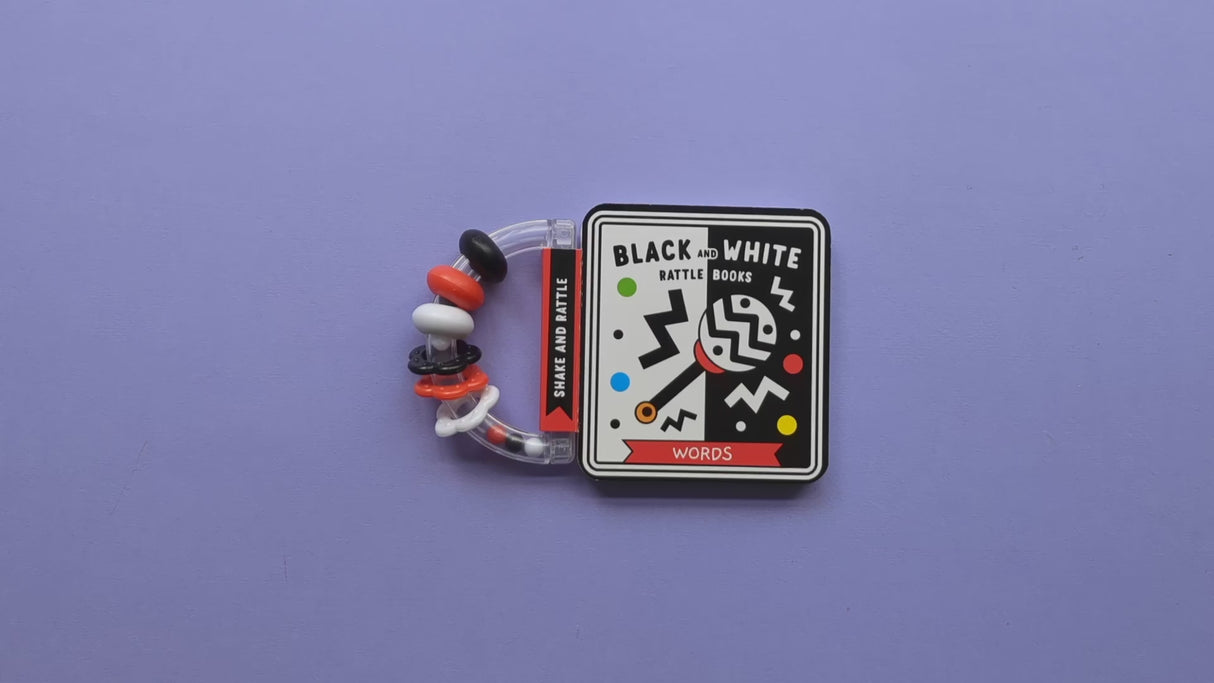 Words - Children's Black & White Rattle Book